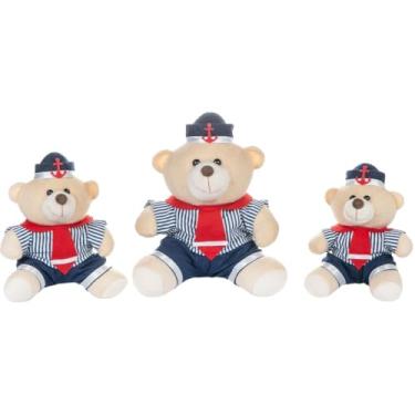 Imagem de Trio De Ursos PMG Para Nicho Decoração Menino Marinheiro Listrado Bebê Baby Decoração Quarto Festa Pelúcia Presente
