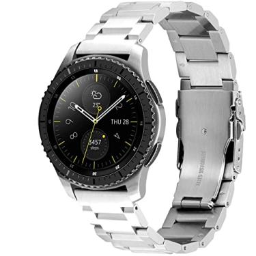 Imagem de Kai Tian Pulseira de relógio de metal compatível com Samsung Galaxy Watch 3 de 45 mm Gear S3 Frontier 22 mm compatível com Samsung Galaxy Watch 46 mm Gear S3 Classic Silver