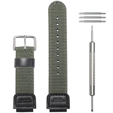 Imagem de Pulseira de nylon de 18 mm compatível com Casio AE1200WH SGW-300H SGW-400H AQ-S810W A158WA Pulseira de substituição, Verde militar, 18mm, Clássico