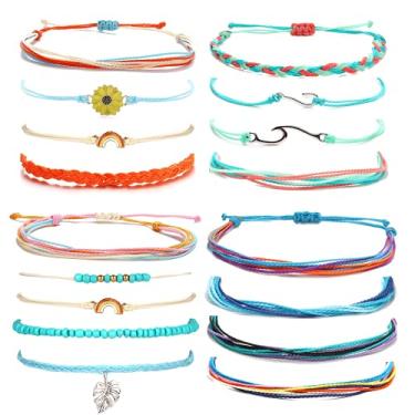 Imagem de Long tiantian Pulseiras da Amizade Boho, Tornozeleiras Femininas, Impermeáveis, Joias de Praia de Verão, Coisas da Moda, Onda Ajustável, Pulseira de Surfista Presentes para Firend Joias de Férias para