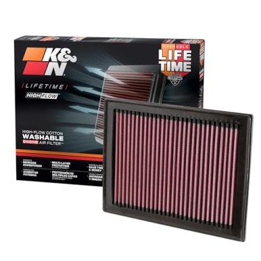 Imagem de K&N Filtro de ar do motor: reutilizável, limpa a cada 120 km, lavável, filtro de ar de carro de substituição: compatível com Nissan/Infiniti L4/V6/V8 2019 (Sentra, Juke, Pulsar, Micra, Q50, Q60, Q70) 33-2409