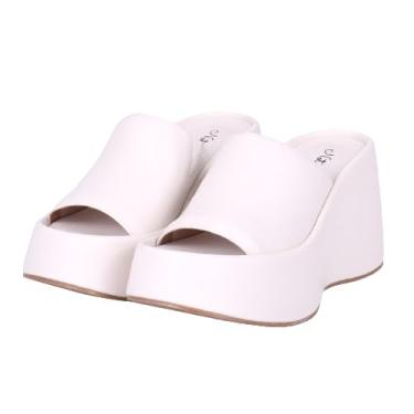 Imagem de Tamanco Feminino Salto Plataforma Meia Pata Anabela Confortável (Off White, BR, Adulto, Numérico, 34)