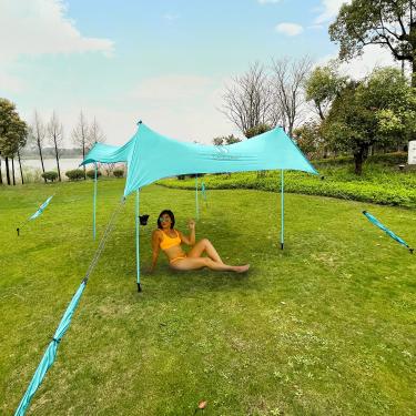 Imagem de Guarda-sol Multi-terreno Premium Red Suricata - Toldo para praia, campo, picnic - Proteção UPF50 UV - Tenda com quatro postes de alumínio, 4 postes âncoras, 4 parafusos de tenda | Abrigo de praia grande e portátil