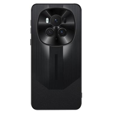 Imagem de LTLMYDAM Capa moderna para Honor Magic 6 Pro/6, capa escovada à prova de choque, leve, ultrafina, borda macia, capa de couro executivo, preta, 6