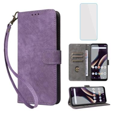 Imagem de IUQXU Capa carteira para celular Nokia C01 Plus com protetor de tela [bloqueio RFID] couro flip suporte para cartão alça de pulso mulheres homens capa de celular para Nokia C01Plus C01+ roxo