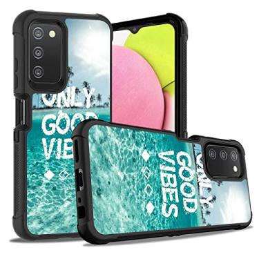 Imagem de ZXHSBROK Capa para celular Galaxy A03S, capa de proteção contra quedas 3 em 1 híbrida de plástico rígido e silicone macio à prova de choque para Samsung Galaxy A03S, praia