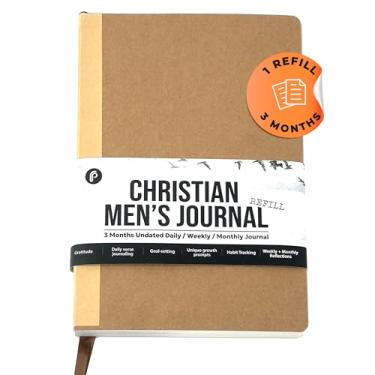 Imagem de Prazoli Diário de oração da Bíblia Cristã para Homens Refil de 3 Meses - Caderno e Planejador de Escrituras Devocional Diário Sem Data | Presentes Religiosos da Fé de Jesus para Graduação, Pastor