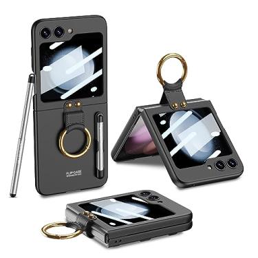 Imagem de LIULANZ Capa para Samsung Galaxy Z Flip 6 com S Pen e anel, ultrafina de couro fosco antiqueda com protetor de tela de câmera para Samsung Galaxy Z Flip 6 5G (ZFlip6-Preto)