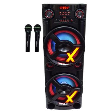 Imagem de Caixa Som Amplificada Bluetooth 2900W Rms Woofer 15´´ Usb Led 2 Microfones sem Fio Amvox Aca 2900
