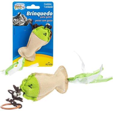 Imagem de Brinquedo Para Gato Peixe De Poliester Guizo +Argola 27Cm