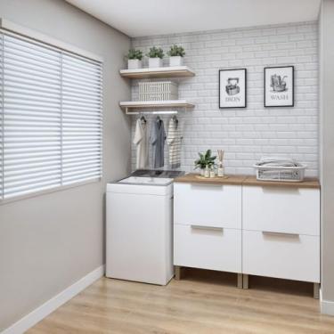 Imagem de Conjunto 2 Balcões Tex 102 para Área de Serviço Carvalho/Branco