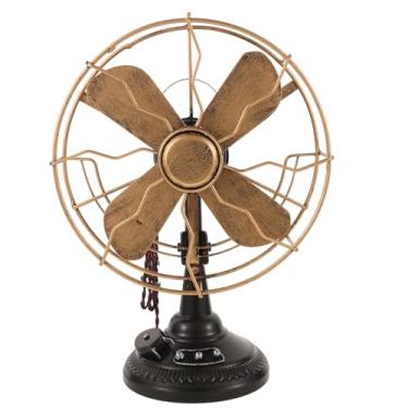 Imagem de LOGOFUN Modelo de ventilador de mesa vintage arte de ferro antigo retrô escultura ornamentos estáticos para mesa doméstica - bronze (não é um ventilador real)