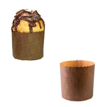 Imagem de Forma Panetone Kraft Fiori Papel Forneável 100G 12Un - Ecopack