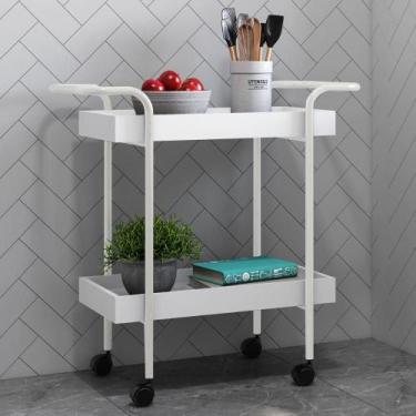 Imagem de Carrinho Para Café Chá Industrial Metal Madeira Branco - Casa Lar Shop