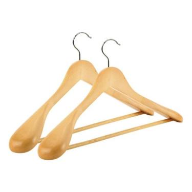 Imagem de Kit 2 Cabide De Madeira Com Ombreira Adulto Roupa Ordene