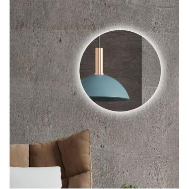 Imagem de Espelho Redondo Decorativo com LED - 50x50cm - Papel e Parede