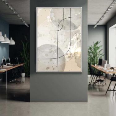 Imagem de Quadro com Moldura Decorativo Para Sala Quarto Hall Minimalista Bege -