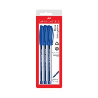 Imagem de Caneta Esferográfica Faber-Castell Trilux 1.0mm Azul com 3 Unidades - 