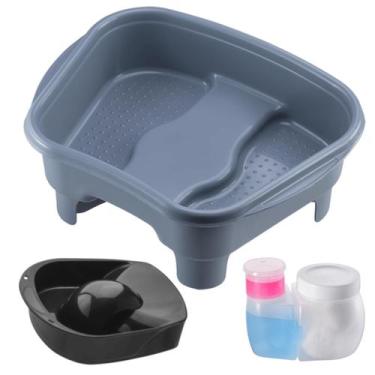 Imagem de Kit Porta Acetona/Algodão Tigela Mão Bacia Pés Pedestal Pedicure Manic