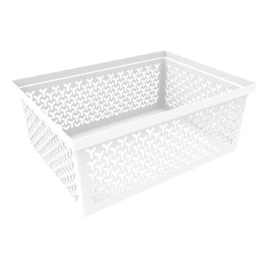 Imagem de Cesto Organizador Crippa Grande Branco Retangular Escritório Closet Banheiro Lavanderia