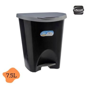 Imagem de Lixeira Cozinha Escritório Banheiro Resistente C/ Pedal 7,5L - Usual U