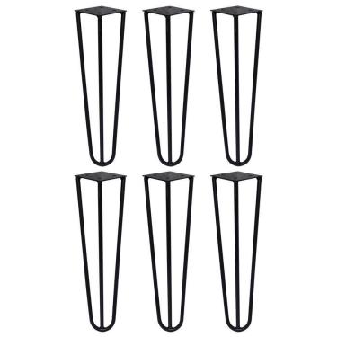 Imagem de Kit 6 Pés De Metal 30 Cm Mesa De Canto Rack E Puffs Preto