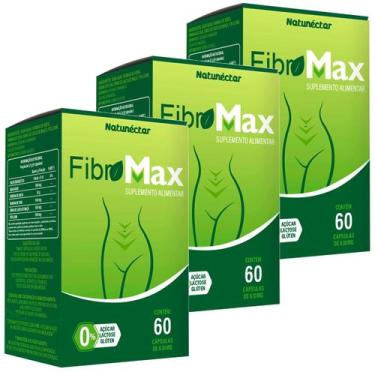 Imagem de Kit 3 Potes Suplemento Alimentar Fibromax Natunéctar 180 Capsulas Natu