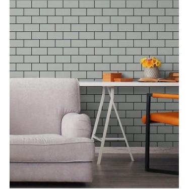 Imagem de Papel De Parede Adesivo Tijolinho Cinza - PAPEL E PAREDE ADESIVOS