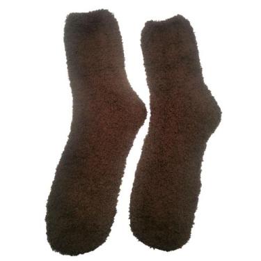 Imagem de kit 2 pares Meia Pelúcia Masculino lisa Inverno Quente Proteção Frio -