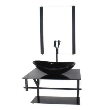 Imagem de Gabinete de vidro para banheiro 60cm ap cuba oval  preto full - CUBAS 