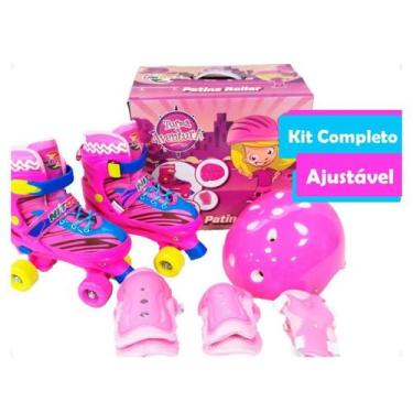 Imagem de Patins Infantil Ajustável com Kit De Proteção (30-33) Rosa - Unitoys