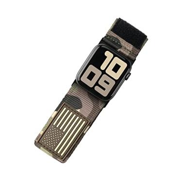 Imagem de Tefeca Pulseira Ultrawide com bandeira dos EUA Fortitude compatível com Apple Watch Ultra 2/Ultra de 49 mm, série 10 de 46 mm, séries 9/8/7 de 45 mm, SE2/SE/6/5/4 de 44 mm (camuflagem, M/G para 42