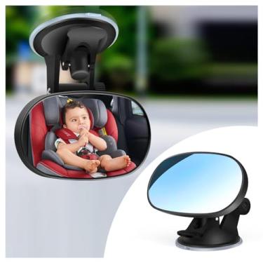Imagem de Stacool Espelho retrovisor de carro de bebê, grande angular HD + espelho retrovisor de carro ajustável de 360°, acessórios internos de carros universais, espelho com ventosa para assento de carros