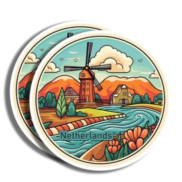 Imagem de Adesivos da Holanda - Decalque de 12,7 cm - Marcos famosos - para bagagem, laptop, garrafa de água, carro, álbum de recortes - Lembrança da Holanda - Mais de 130 opções para escolher - Impresso em