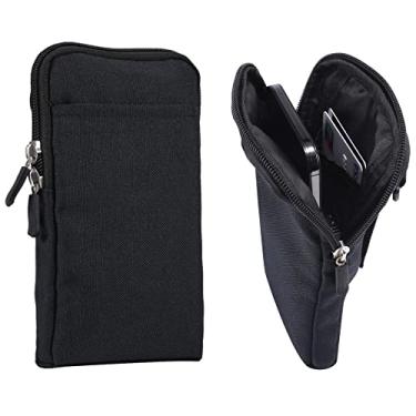 Imagem de QBYVQQN Coldre masculino para cinto de cintura para celular, impermeável, com zíper, transversal, para smartphone, bolsa carteiro, carteira, bolsa tiracolo, Preto, 6.9 INCH