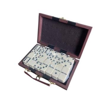 Imagem de Dominó De Osso Profissional Com Maleta Couro 10 Milimetros - LUATEK