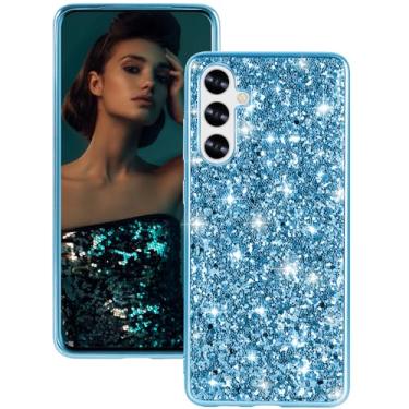 Imagem de Capa de silicone para Samsung Galaxy A35 5G com glitter brilhante, capa traseira híbrida fosca de alto impacto, resistente à prova de choque, capa protetora para Samsung A35 fofa para mulheres de 6,6