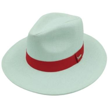 Imagem de Chapéu Panamá Aba Larga Fita Vermelha Masculino Feminino Top