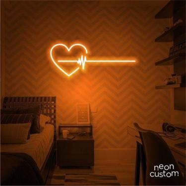 Imagem de luminaria letreiro Neon Led Coraçao Grafico 60x25 luminoso decoração p