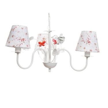 Imagem de Lustre 3L Floral Vermelho Quarto Bebê Infantil Menina - Potinho de Mel
