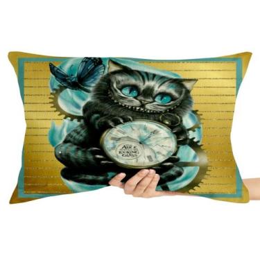 Imagem de Capa Travesseiro fronha com ziper 50x70  Gato de Cheshire relógio - Em