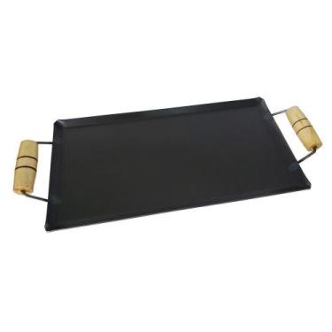 Imagem de Chapa Para Lanches Bifeteira Em Aço Carbono Resistente Com Alças Madei