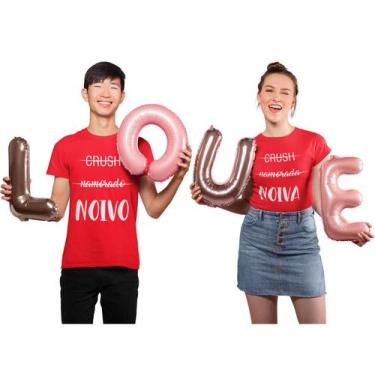 Imagem de Kit Love Com 2 Camisas Camisetas Baby Look Dia Dos Namorados Casal Ver
