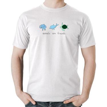 Imagem de Camiseta Algodão Animals are friends - Foca na Moda, Branco, G