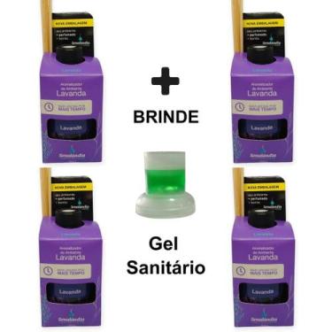 Imagem de Kit 4 Aromatizador Ambiente Lavanda 280ml Difusor Aroma Vareta Cheiros