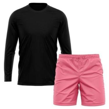 Imagem de Kit Camiseta Manga Longa Poliamida + Short Bermuda Tactel-Masculino