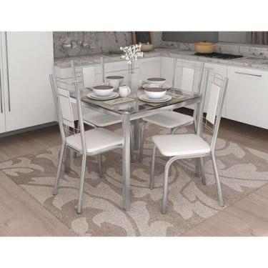 Imagem de Conjunto de Mesa com 4 Cadeiras Eduardo Cromado e Branco - Kappesberg