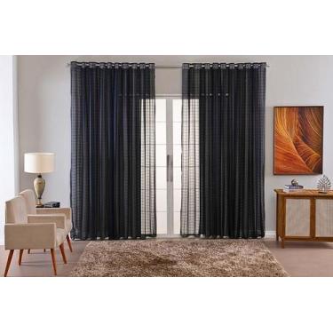 Imagem de Cortina Sala Voal Quadriculado Charm Decoraçao 6,00X2,80 - B.F Confecç