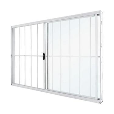 Imagem de Janela de Correr em Alumínio Branco 100x150x7 cm 2 Folhas Com Grade Cl