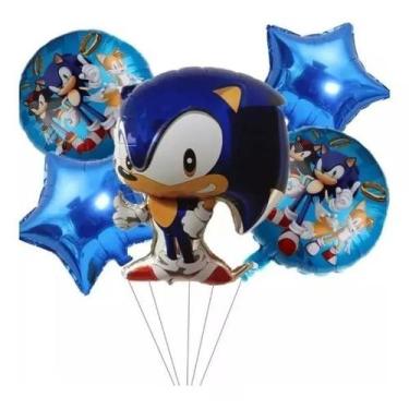 Imagem de Kit Com 5 Balões de Látex Para Decoração Sonic The Hedgehog - Genérica